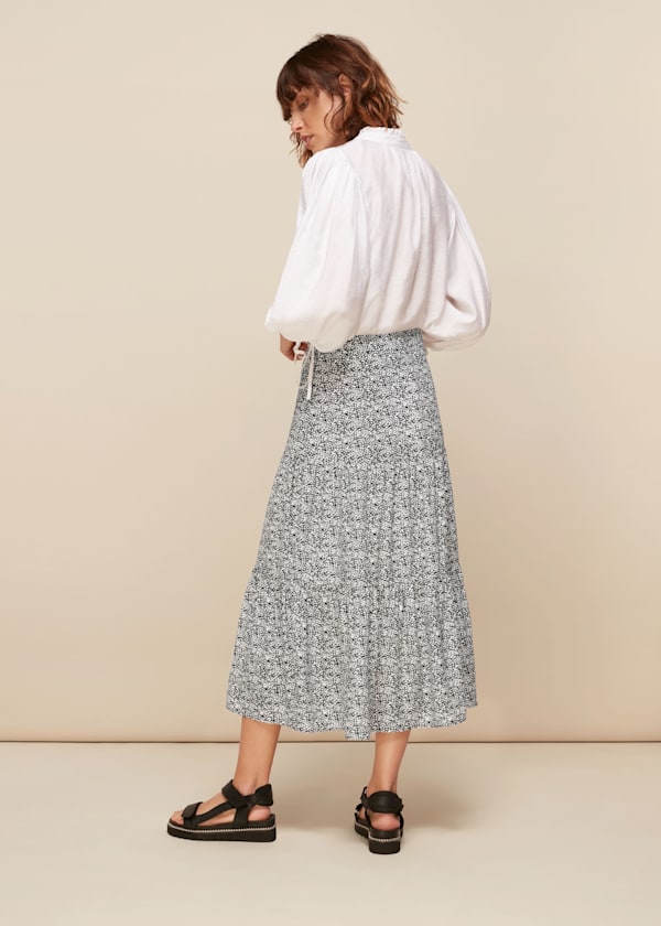 Black Mixed Animal Tiered Skirt