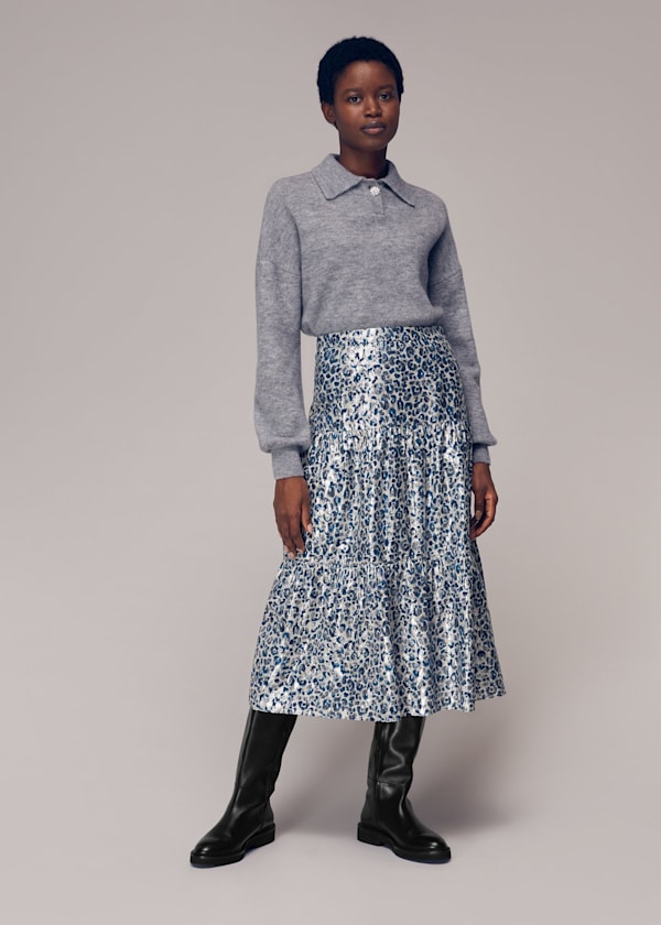 Multicolour Animal Metallic Skirt