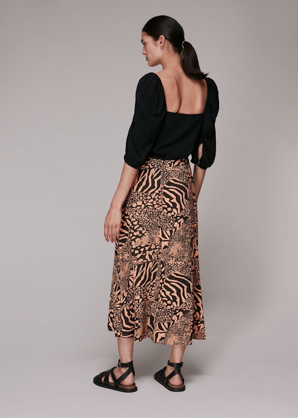 Multicolour Patchwork Animal Button Skirt