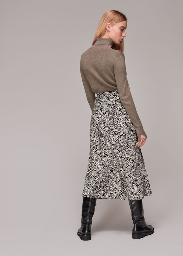Multicolour Micro Animal Bias Cut Skirt