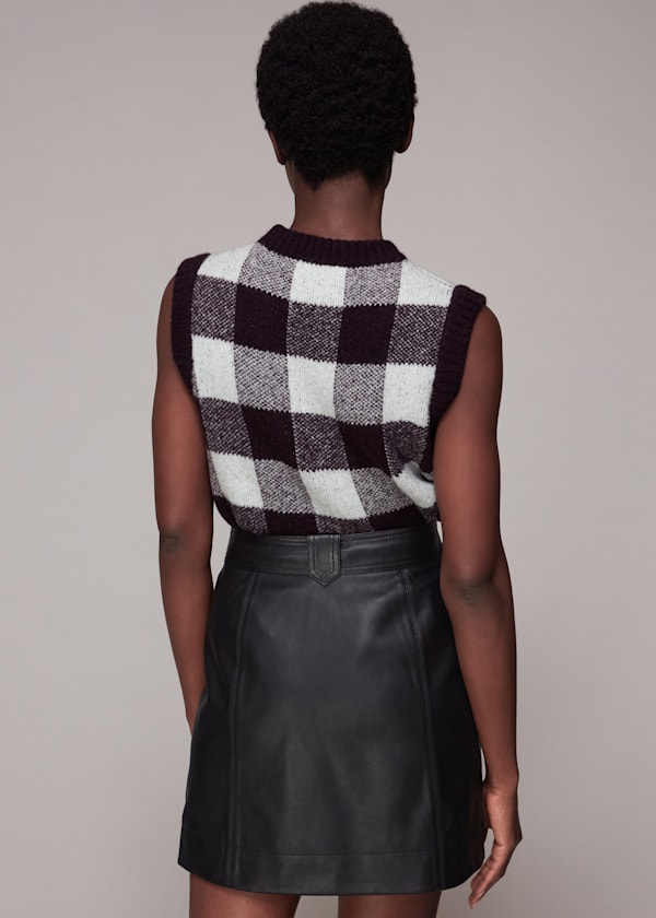 Black Zip Front Detail Leather Skirt