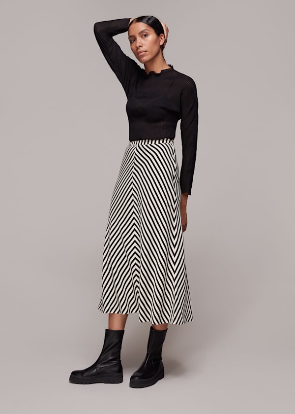 Multicolour Diagonal Stripe Skirt