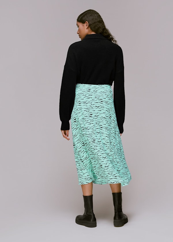 Multicolour Tiger Print Button Front Skirt