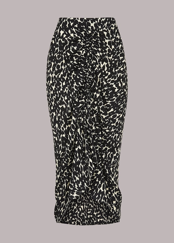 Black Sahara Cat Ruched Skirt