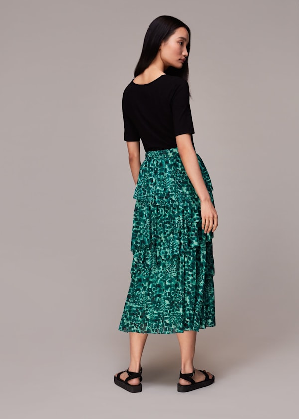 Green Watercolour Wildcat Skirt