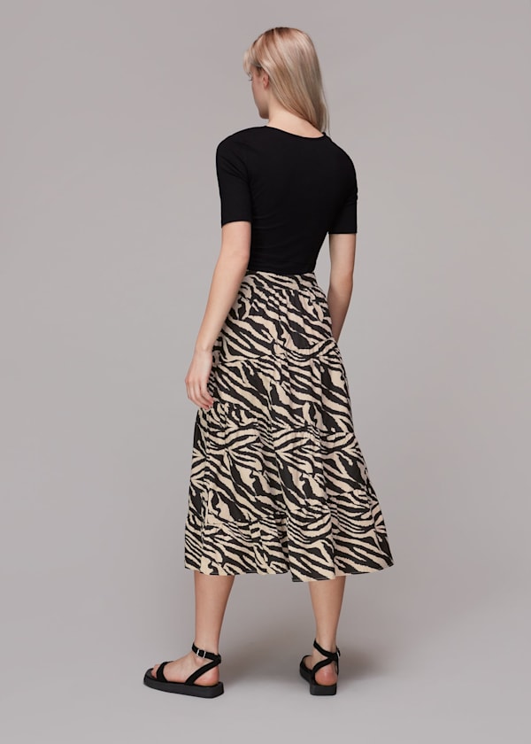 Multicolour Mountain Zebra Tiered Skirt