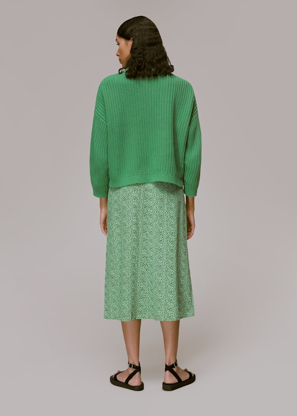Ink Leopard Button Front Skirt