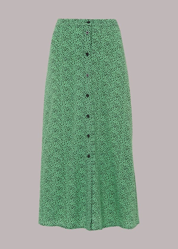 Ink Leopard Button Front Skirt