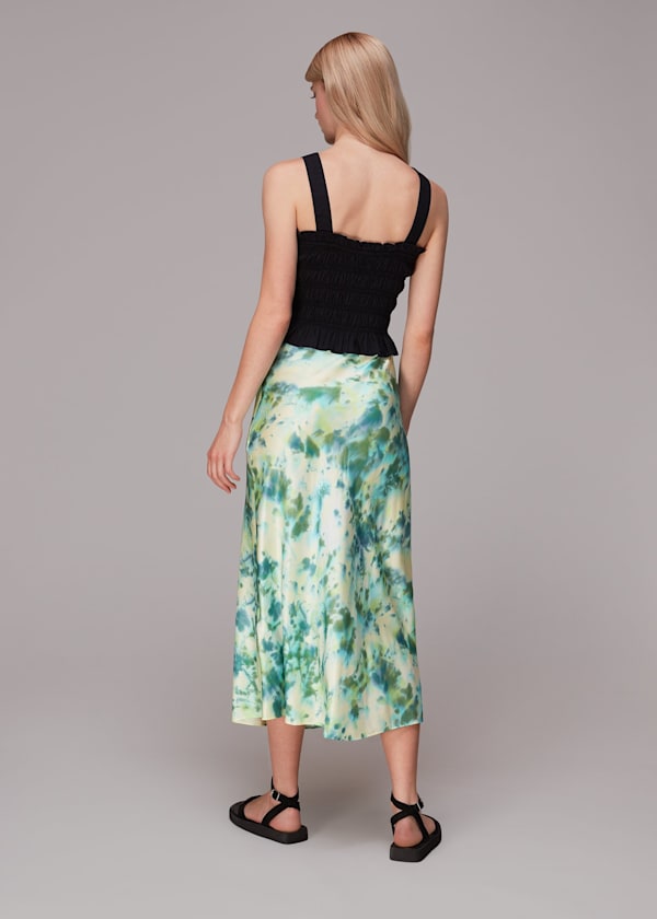 Multicolour Waterflower Bias Cut Skirt
