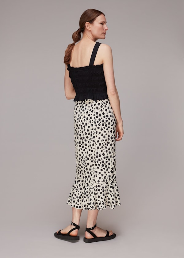 Black Brushed Dalmatian Wrap Skirt