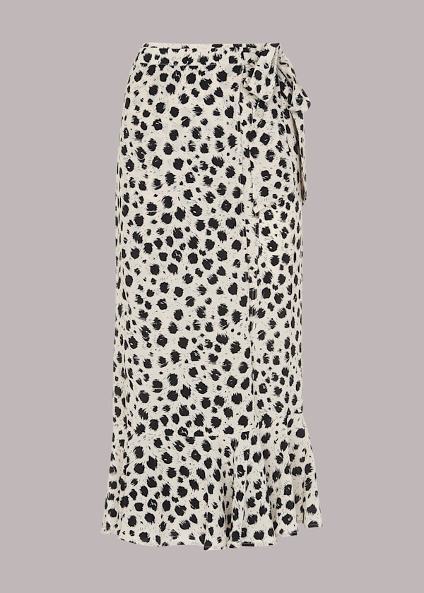 Black Brushed Dalmatian Wrap Skirt