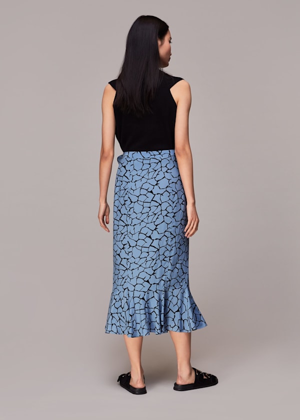 Blue Giraffe Print Wrap Skirt