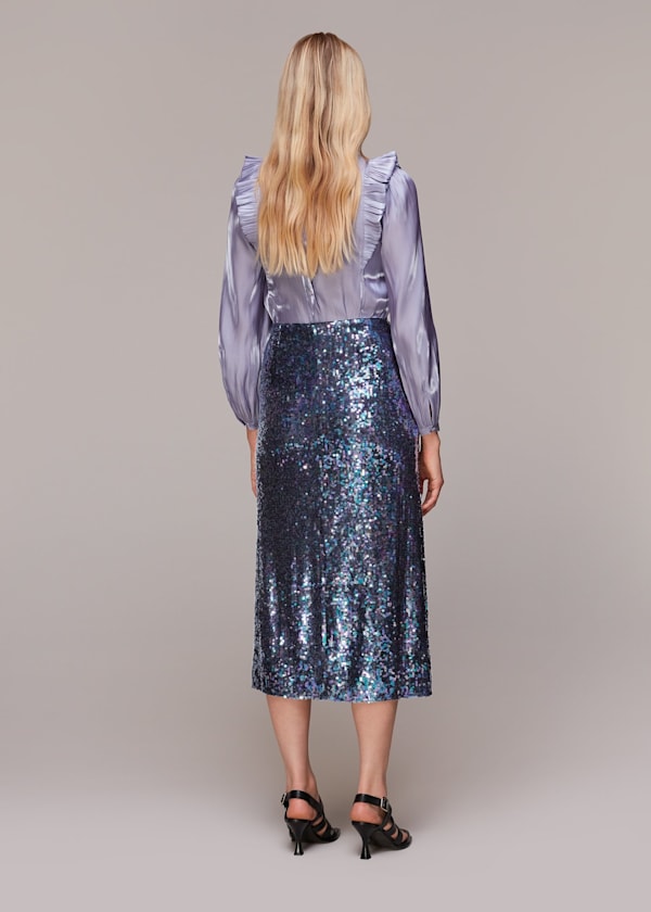 Black Sally Sequin Straight Skirt