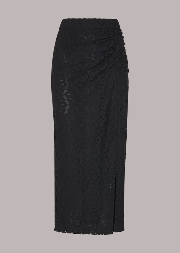Black Lace Column Skirt