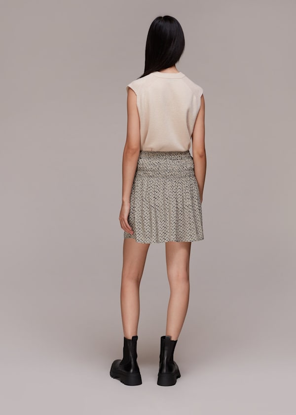 Navy Clover Print Flippy Skirt