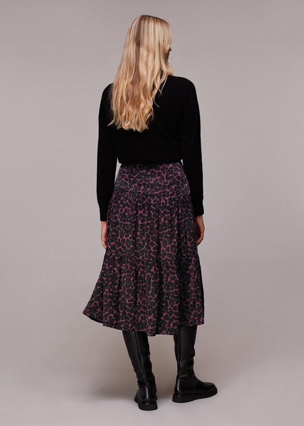 Pink Smudge Animal Tiered Skirt