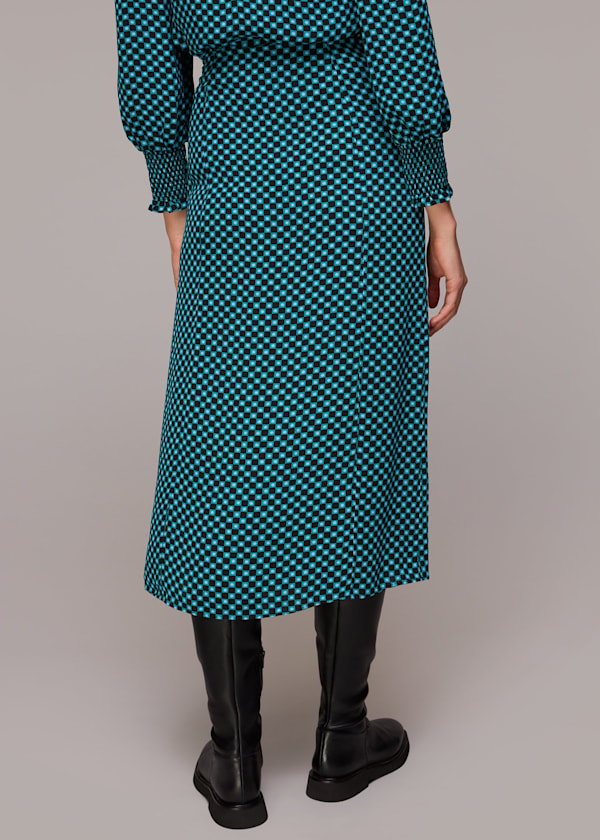 Multicolour Star Check Button Front Skirt