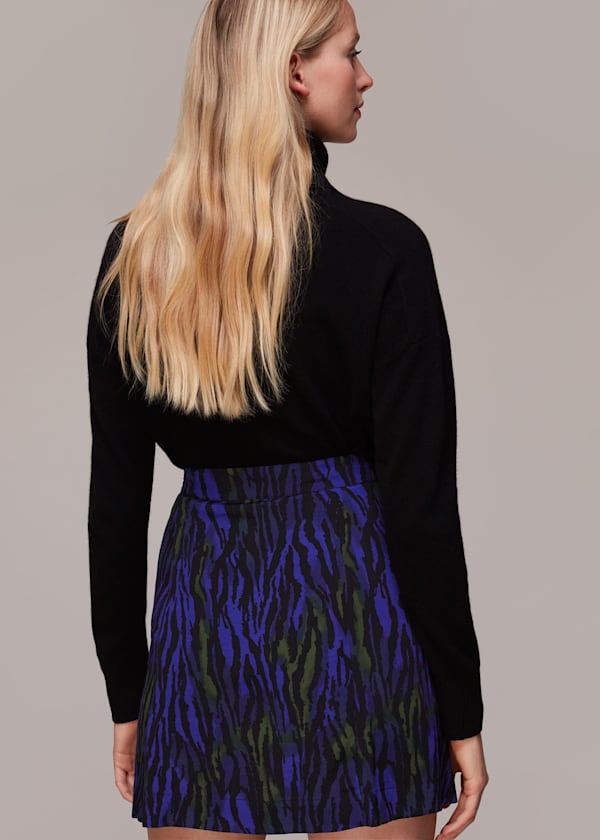 Blue Watercolour Tiger Mini Skirt