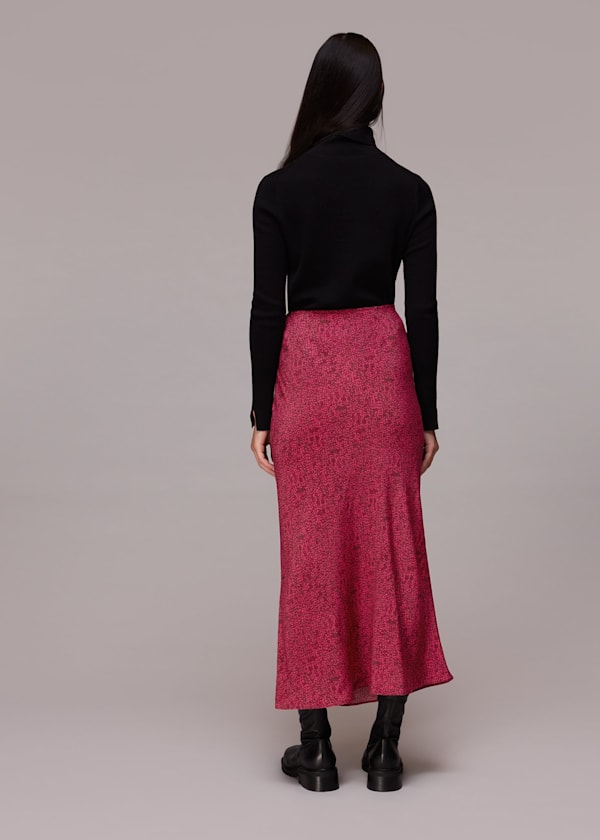 Pink Abstract Snake Bias Cut Skirt