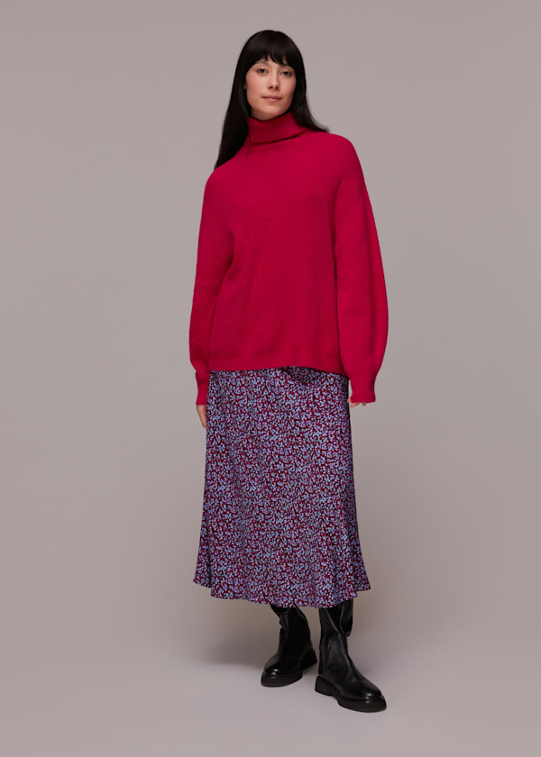 Purple Floral Garden Bias Cut Skirt