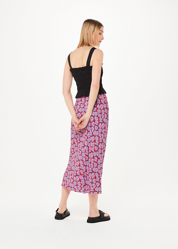 Multicolour Farfalle Print Bias Cut Skirt