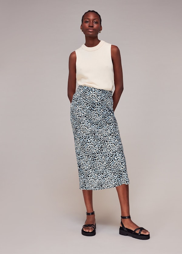 Abstract Cheetah Silk Skirt