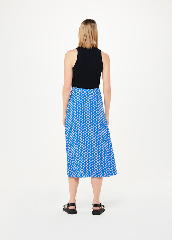 Blue Floral Sunburst Skirt