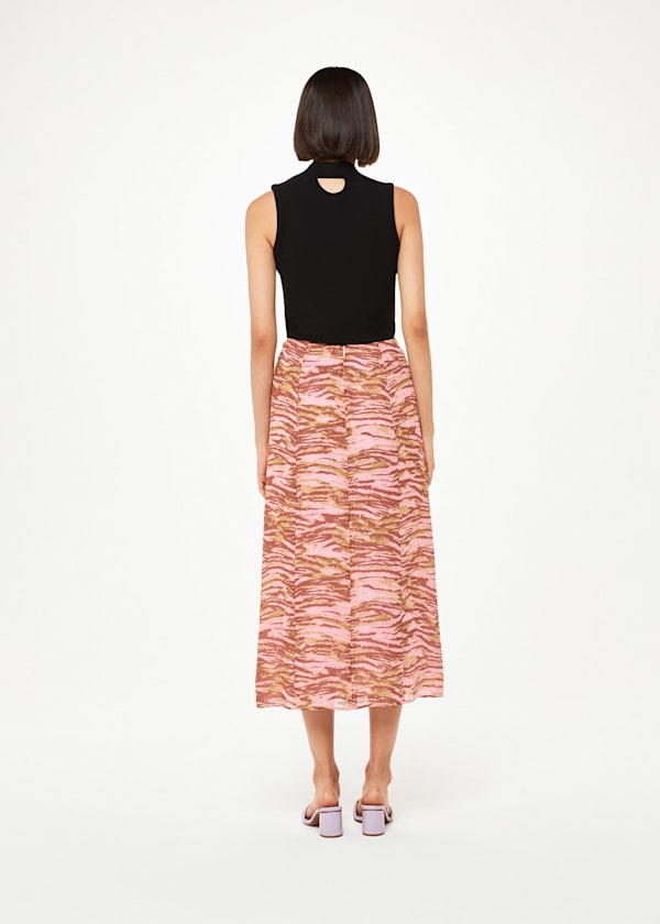 Pink Clouded Tiger Button Skirt