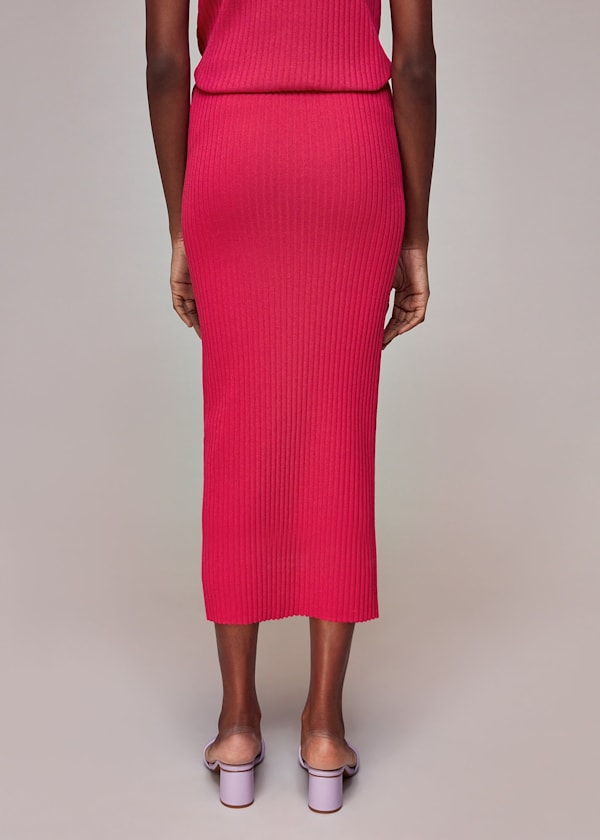Pink Knitted Column Skirt