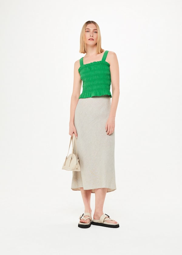 Linen Side Button Skirt