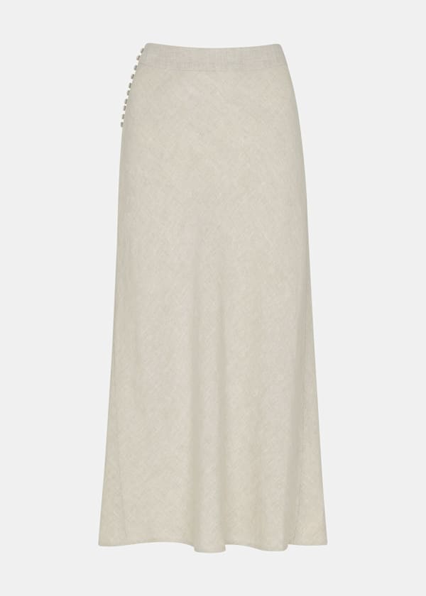 Oatmeal Linen Side Button Skirt
