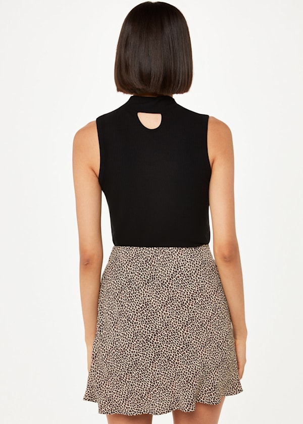 Dashed Leopard Mini Bias Skirt