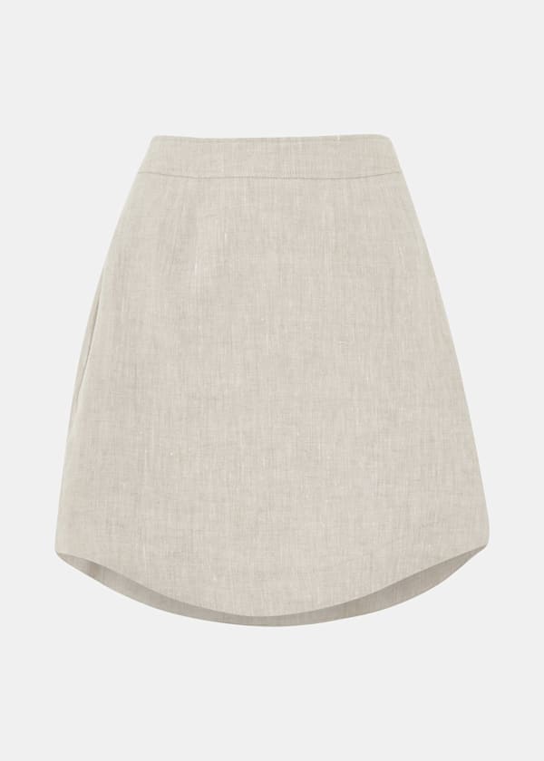 Curved Hem Linen Skirt