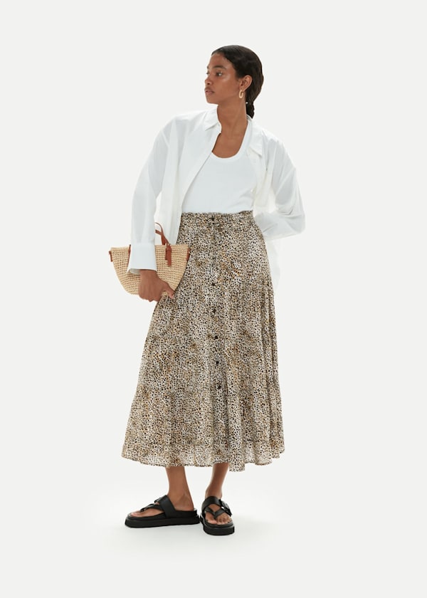 Multicolour Ink Spot Crinkle Skirt