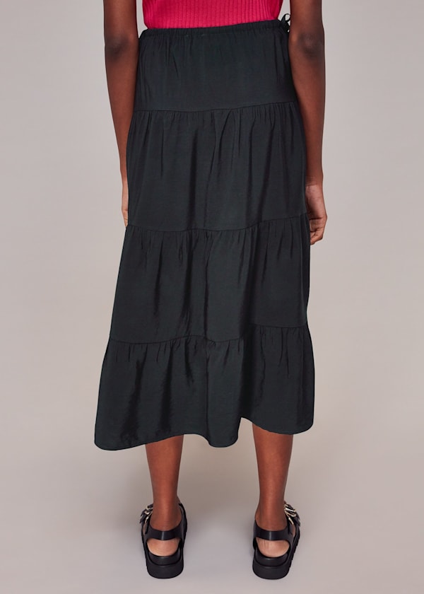 Black Tie Side Tiered Skirt
