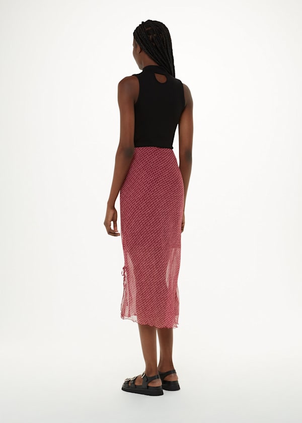Pink Dainty Net Tie Detail Skirt