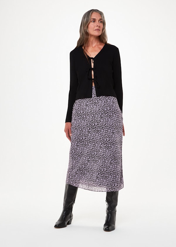 Purple Daisy Field Side Button Skirt