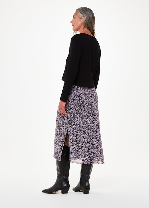 Purple Daisy Field Side Button Skirt