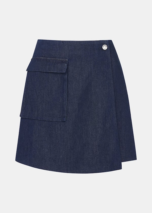 Indigo Denim Wrap Mini Skirt