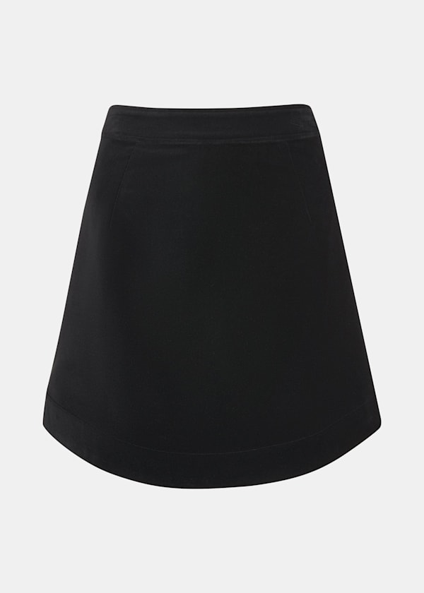 Velvet Curved Hem Mini Skirt