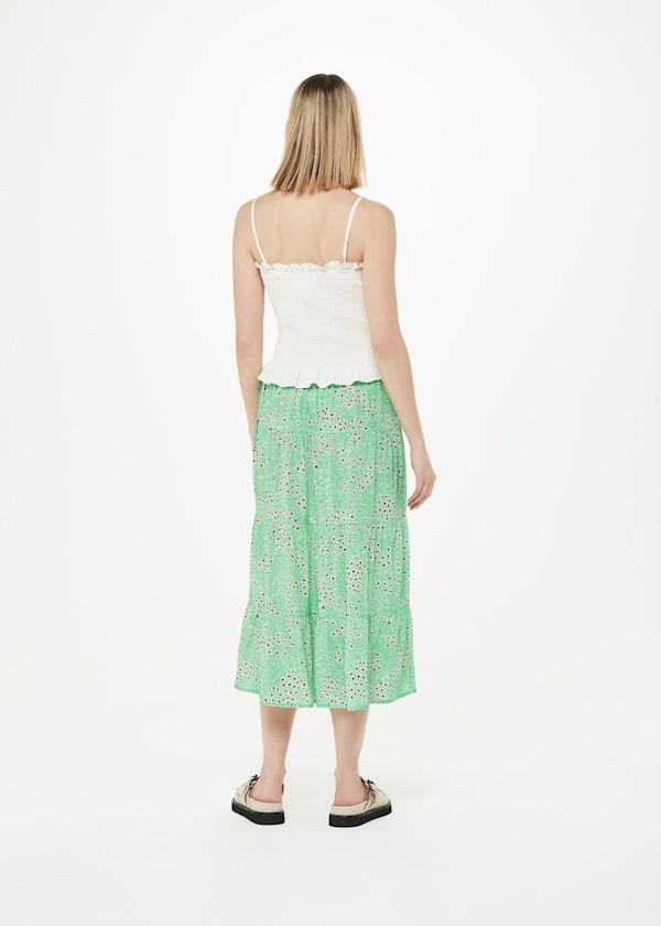 Green Daisy Meadow Tie Side Skirt