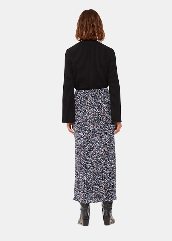 Black Painted Garden Bias Cut Skirt
