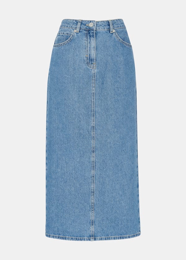 Straight Denim Midi Skirt