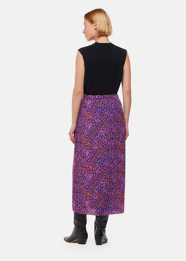 Pink Mottled Leopard Midi Skirt