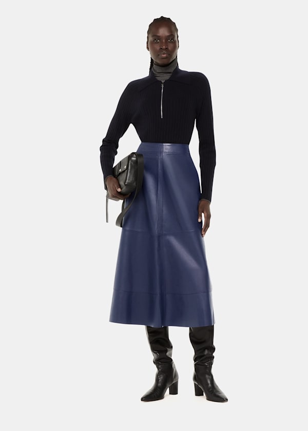 Leather midi a line skirt deals