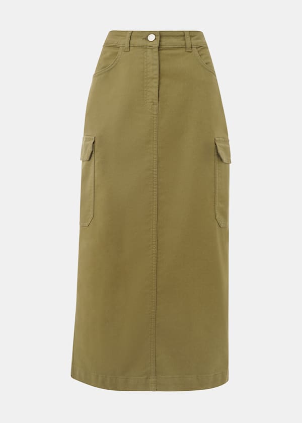 Khaki Tessa Cargo Midi Skirt