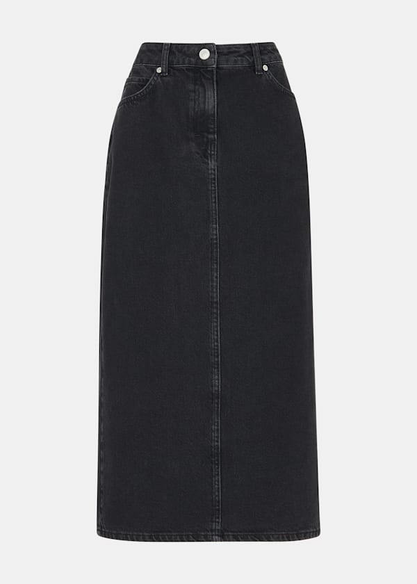 Straight Denim Midi Skirt