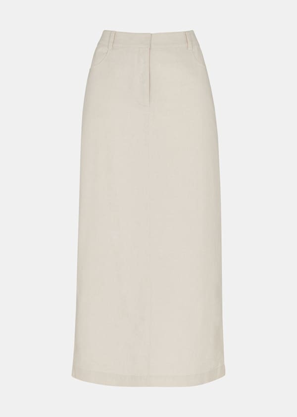 Oatmeal Abigail Linen Blend Midi Skirt