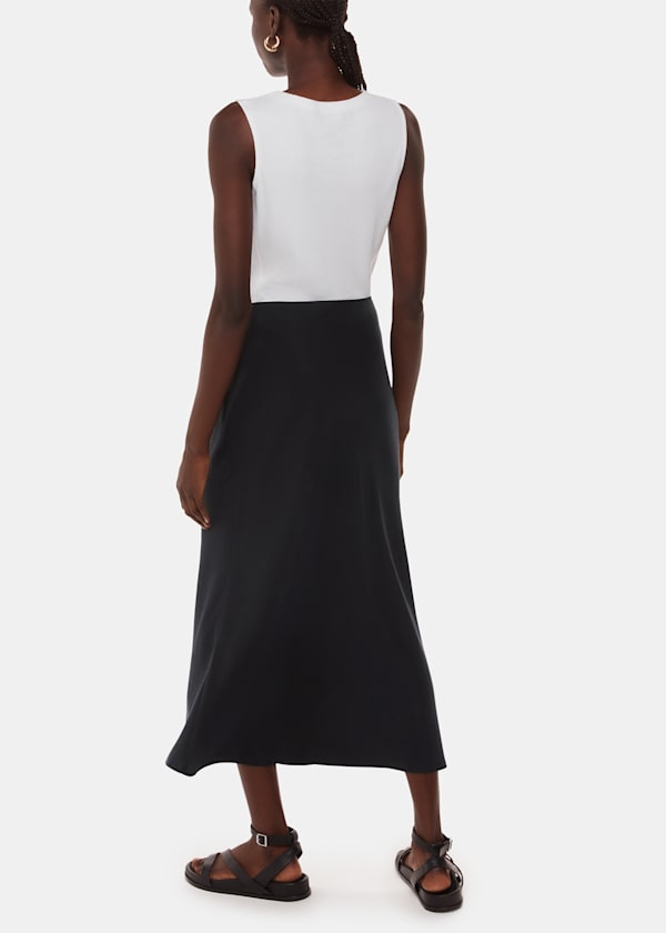 Black Louise Bias Cut Skirt