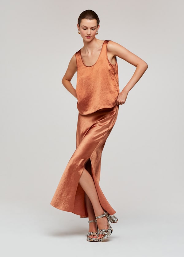 Bronze Ella Bias Cut Skirt